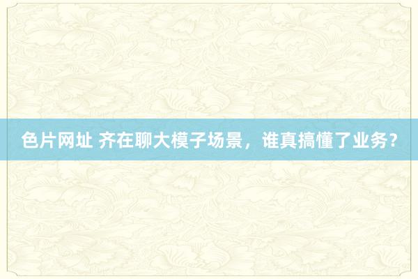 色片网址 齐在聊大模子场景，谁真搞懂了业务？