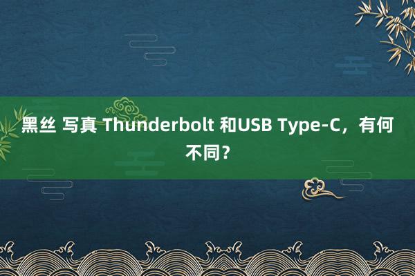 黑丝 写真 Thunderbolt 和USB Type-C，有何不同？