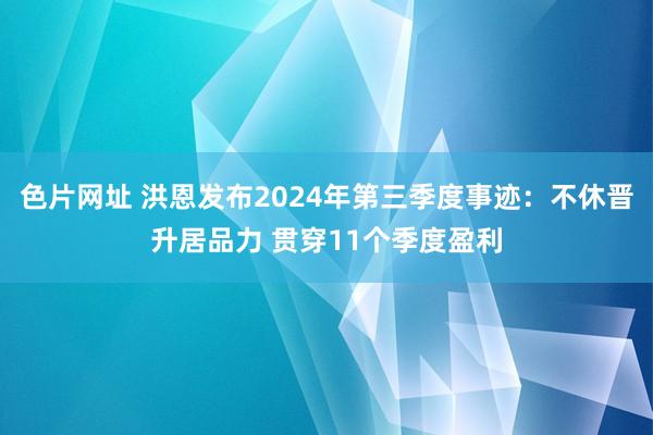 色片网址 洪恩发布2024年第三季度事迹：不休晋升居品力 贯穿11个季度盈利