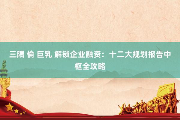 三隅 倫 巨乳 解锁企业融资：十二大规划报告中枢全攻略