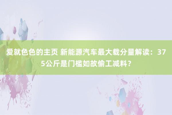 爱就色色的主页 新能源汽车最大载分量解读：375公斤是门槛如故偷工减料？