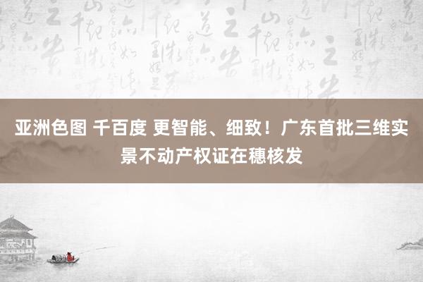 亚洲色图 千百度 更智能、细致！广东首批三维实景不动产权证在穗核发