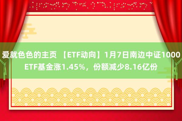 爱就色色的主页 【ETF动向】1月7日南边中证1000ETF基金涨1.45%，份额减少8.16亿份