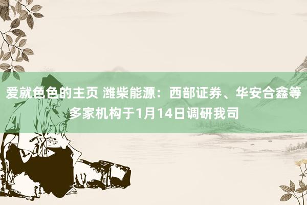 爱就色色的主页 潍柴能源：西部证券、华安合鑫等多家机构于1月14日调研我司