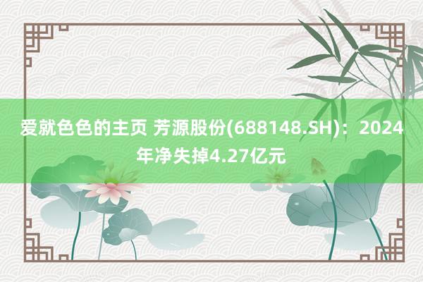 爱就色色的主页 芳源股份(688148.SH)：2024年净失掉4.27亿元